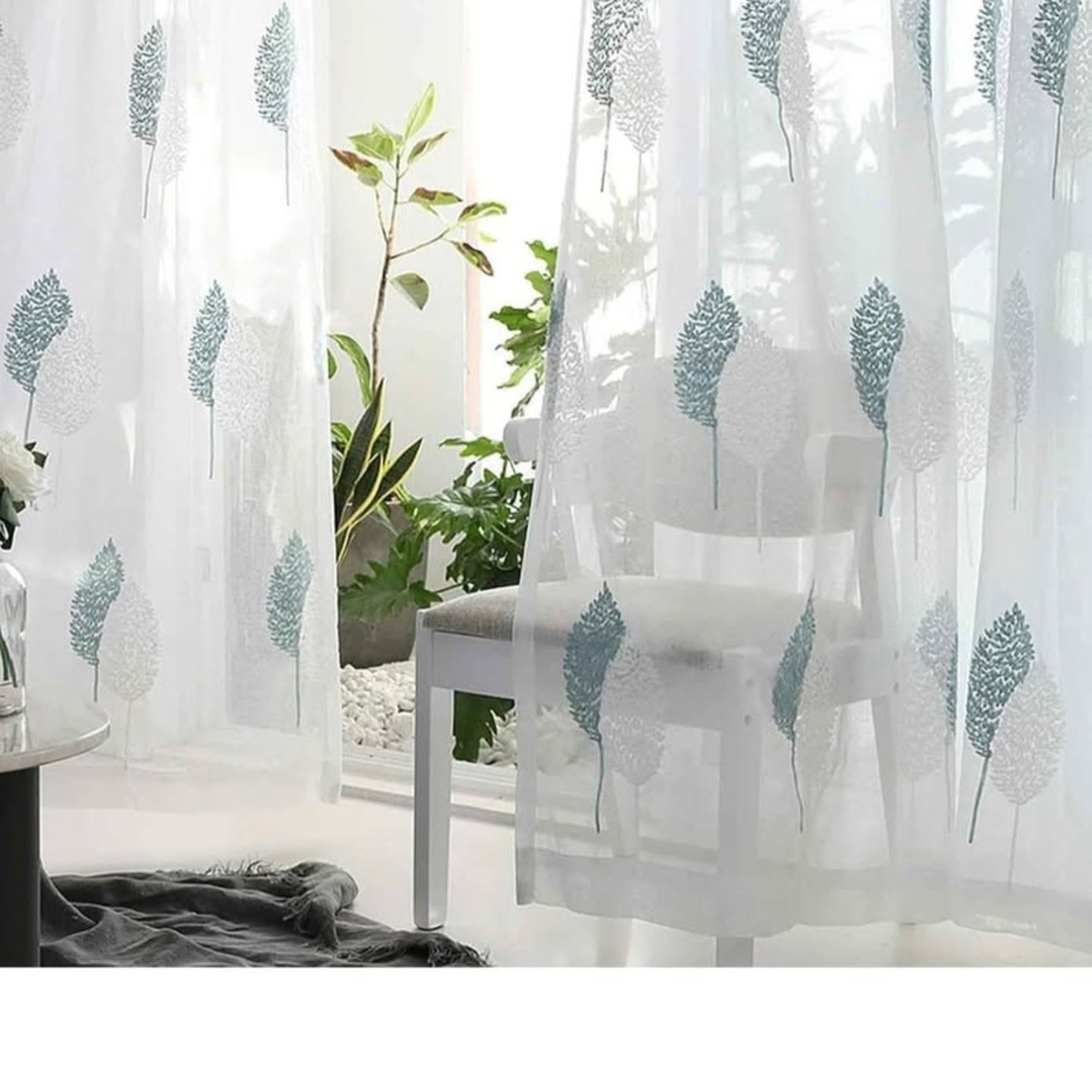 Leaf Pattern Sheer Curtains (6)